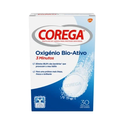 Corega Bio Activo Pastilhas para Próteses Dentárias 30 Unidades